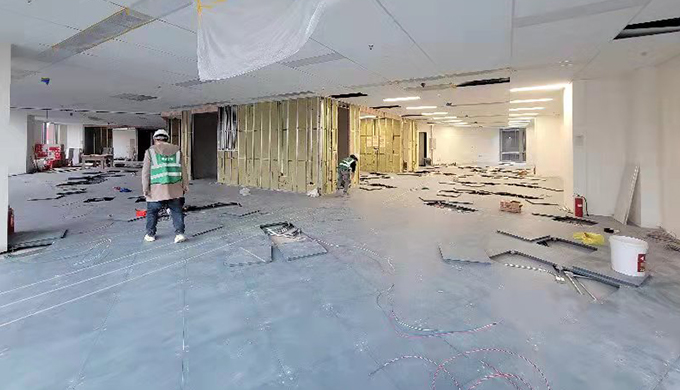 上海徐匯漕河涇桂林高智科技大廈辦公室裝修施工現(xiàn)場工地